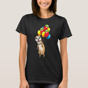 Meerkat Hanging On Balloons Suricate African Anima T-Shirt