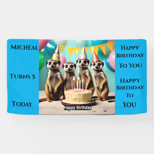 Meerkat Happy Birthday, Wall Banner (Horizontal)