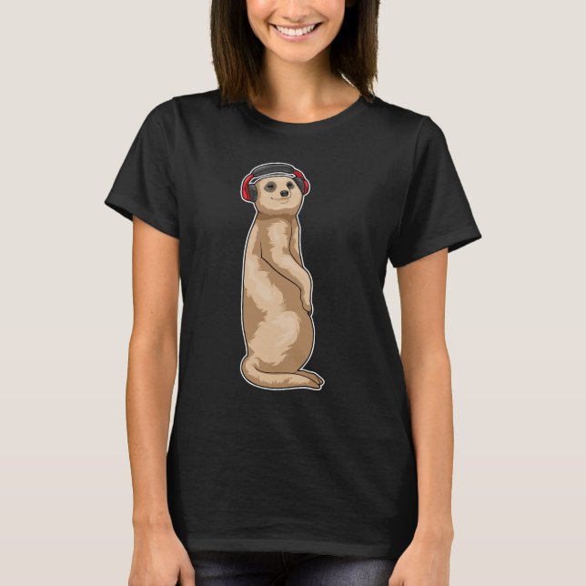 Meerkat Headphone Music T-Shirt (Front)