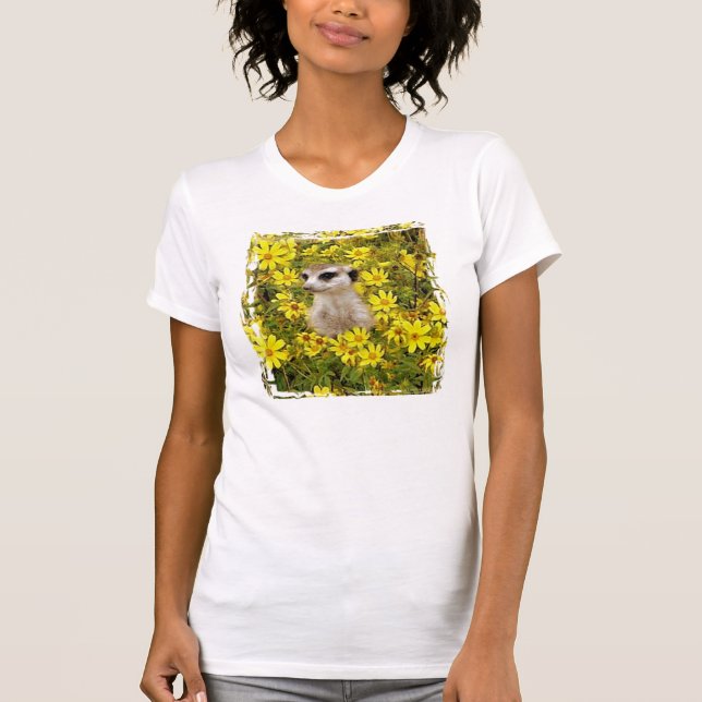 MEERKAT HIDING IN THE FLOWERS T-Shirt (Front)