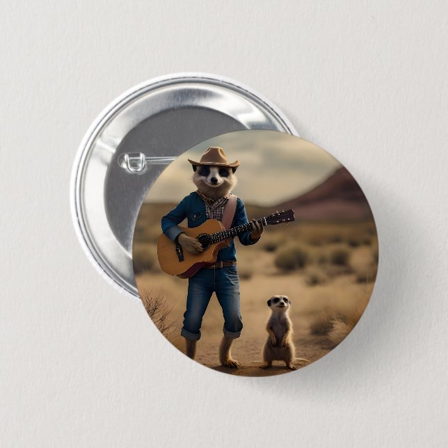 Meerkat Hoedown, 6 Cm Round Badge (Front & Back)