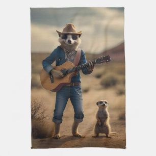 Meerkat Hoedown, Tea Towel
