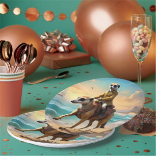 Meerkat Jockey On A Meerkat Horse, Paper Plate