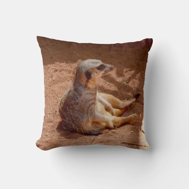 Meerkat Lazy Days, Throw Cushion. Cushion (Front)