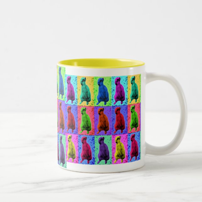 Meerkat Looking Up Pop Art Popart Multi-Panel Two-Tone Coffee Mug (Right)