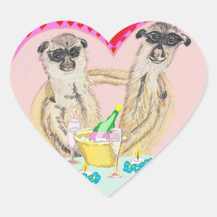 Meerkat Love Heart Sticker