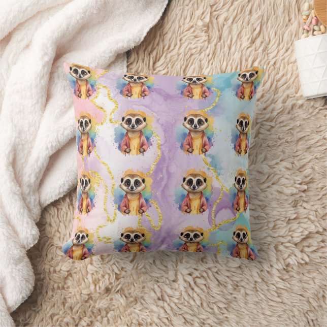 Meerkat Modern Glitter Pastel Pattern Cushion (Blanket)