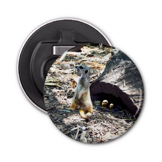 Meerkat Mom With Her Kids, Bottle Opener (Front)