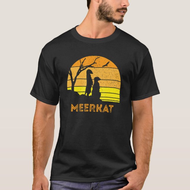 Meerkat Mongoose Kalahari Desert Sunset Safari Afr T-Shirt (Front)