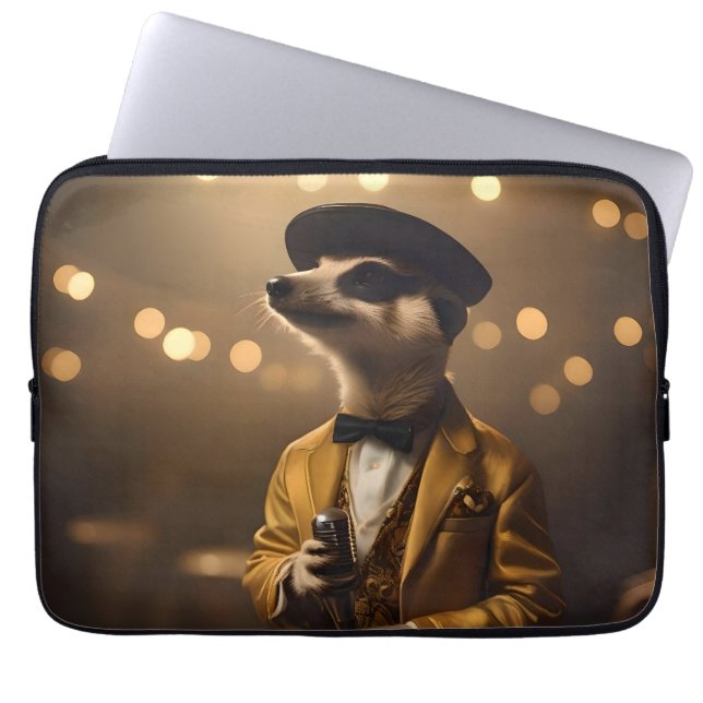 "Meerkat Moonlight: A Crooner’s Serenade" Laptop Sleeve (Front)