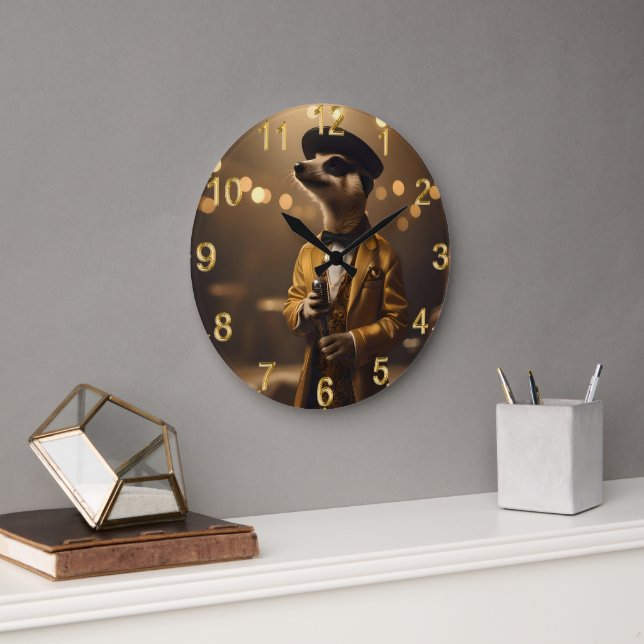 "Meerkat Moonlight: A Crooner’s Serenade"  Large Clock (Office)
