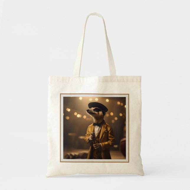 "Meerkat Moonlight: A Crooner’s Serenade"  Tote Bag (Front)