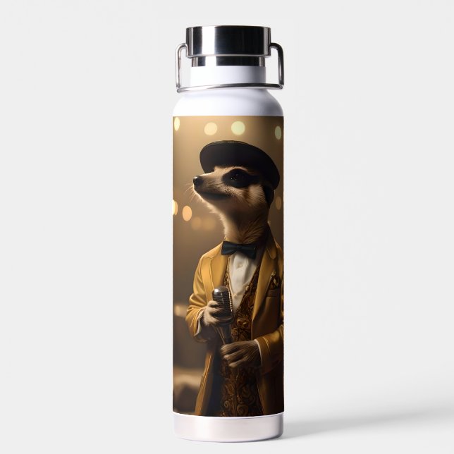 "Meerkat Moonlight: A Crooner’s Serenade"  Water Bottle (Back)