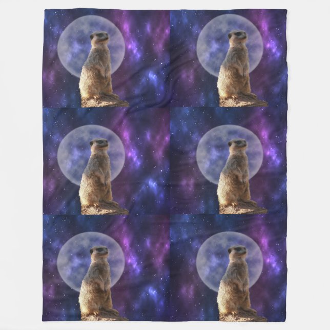 Meerkat Moonlight, Large Fleece Blanket. Blanket (Front)