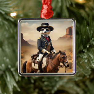 Meerkat On A Horse: Could Be The Lone Stranger Metal Tree Decoration