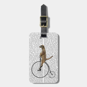 Meerkat on Black Penny Farthing Luggage Tag