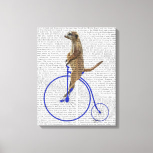 Meerkat On Blue Penny Farthing Canvas Print