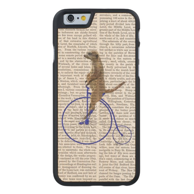 Meerkat On Blue Penny Farthing Carved Wood iPhone Case (Back)