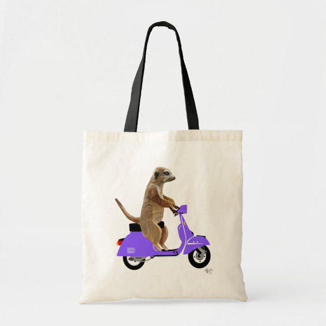 Meerkat on Lilac Moped Tote Bag (Front)