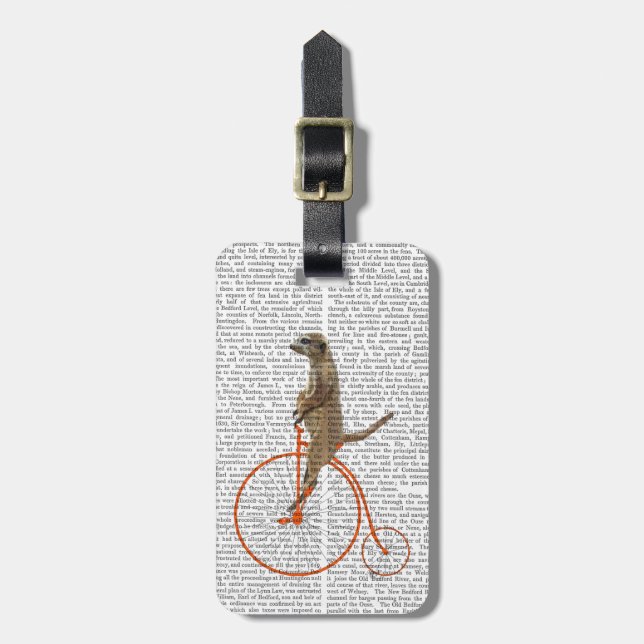 Meerkat on Orange Penny Farthing Luggage Tag (Front Vertical)