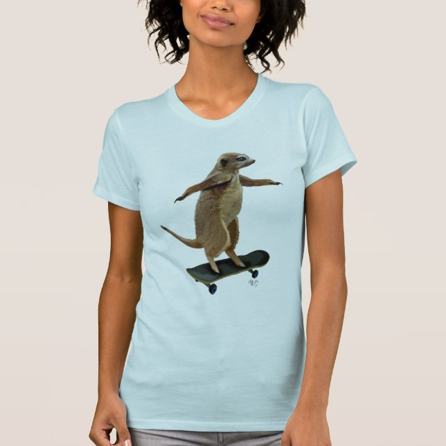 Meerkat On Skateboard 2 T-Shirt (Front)