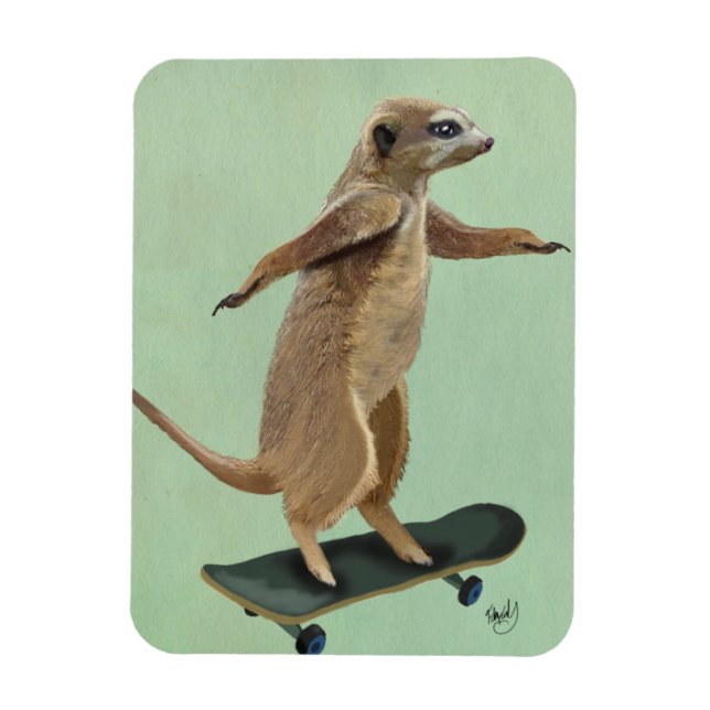 Meerkat On Skateboard 3 Magnet (Vertical)