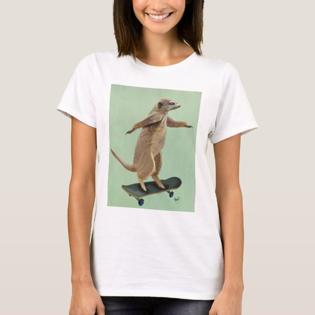 Meerkat On Skateboard 3 T-Shirt (Front)