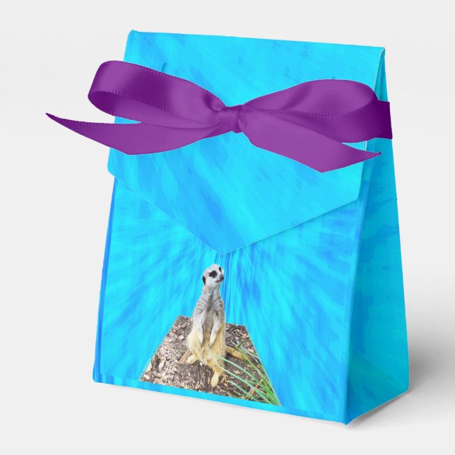 Meerkat On Sponged Blue, Favour Box (Front Side)