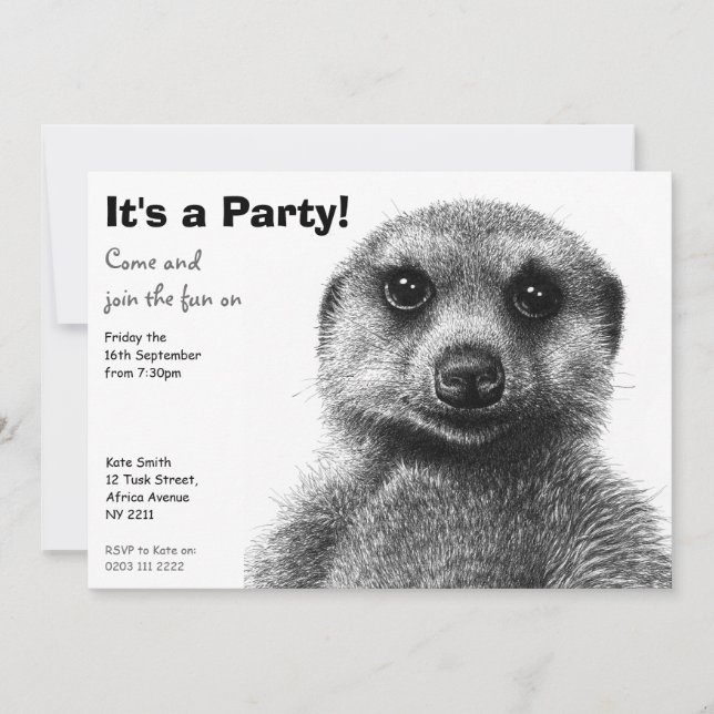 Meerkat Party Invitation (Front)