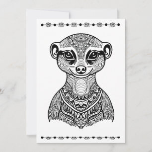 Meerkat, Print and Colour Card, Thinking of You Holiday Card