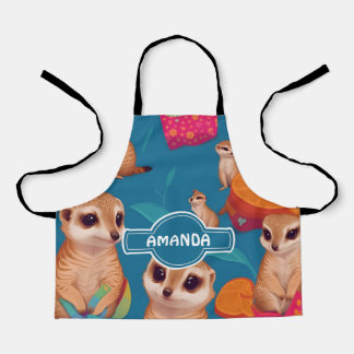 Meerkat Rainbow Colourful Personalised Pattern Apron