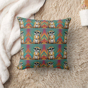 Meerkat Retro Print Cushion