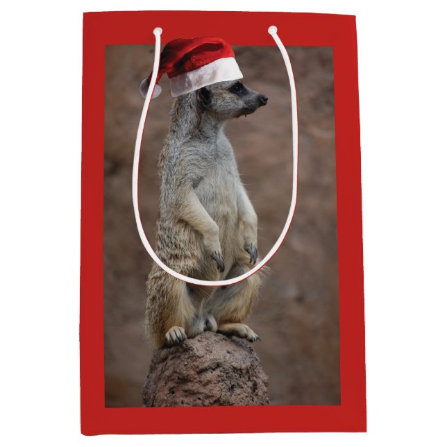 Meerkat Santa Claus Medium Gift Bag (Front)