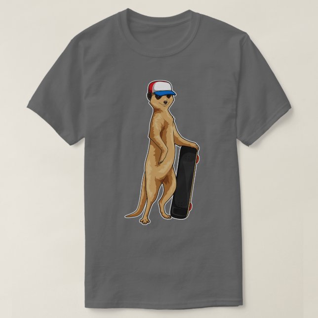 Meerkat Skater Skateboard Sports T-Shirt (Design Front)