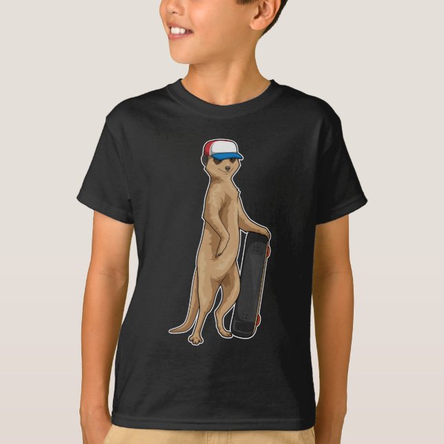 Meerkat Skater Skateboard Sports T-Shirt (Front)