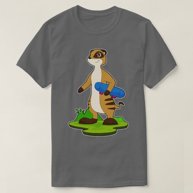 Meerkat Skater Skateboard T-Shirt (Design Front)