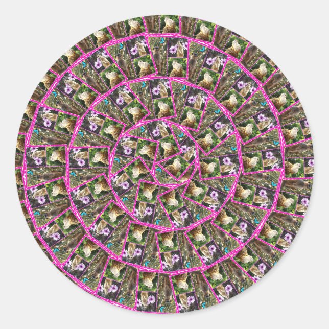 Meerkat Spiral Abstract Pattern, Classic Round Sticker (Front)