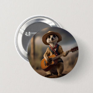 Meerkat Strumming A Country Lullaby,  6 Cm Round Badge