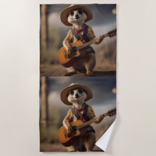 Meerkat Strumming A Country Lullaby, Beach Towel