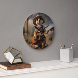 Meerkat Strumming A Country Lullaby,  Large Clock