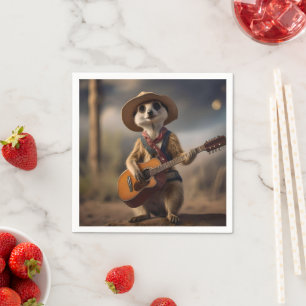 Meerkat Strumming A Country Lullaby,  Napkin