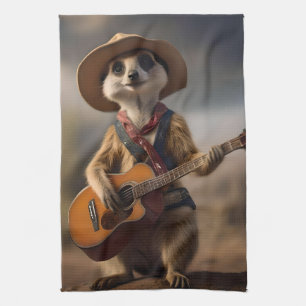 Meerkat Strumming A Country Lullaby,  Tea Towel