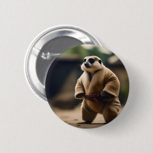 Meerkat Sumo Wrestler, 6 Cm Round Badge