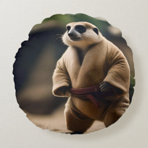 Meerkat Sumo Wrestler, Round Cushion
