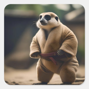 Meerkat Sumo Wrestler, Square Sticker