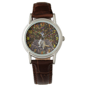Meerkat Twinkle Stars, Ladies Leather Wristwatch
