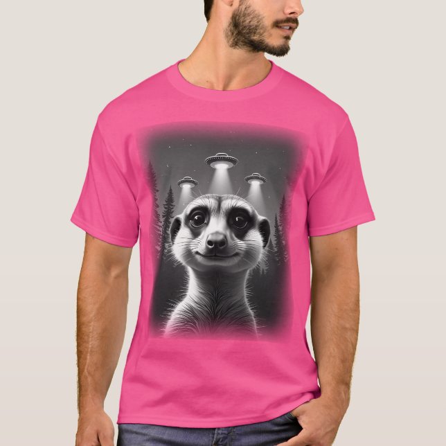 Meerkat Ufo Animal Selfie A Fun And Hilarious Patt T-Shirt (Front)