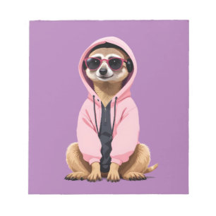 Meerkat Wearing Hoodie Funny Cool Animal Character Notepad