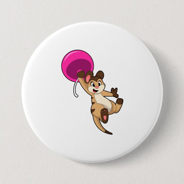 Meerkat with Balloon 7.5 Cm Round Badge (Front)