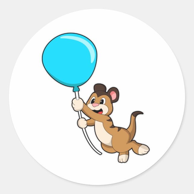 Meerkat with Balloon Classic Round Sticker (Front)